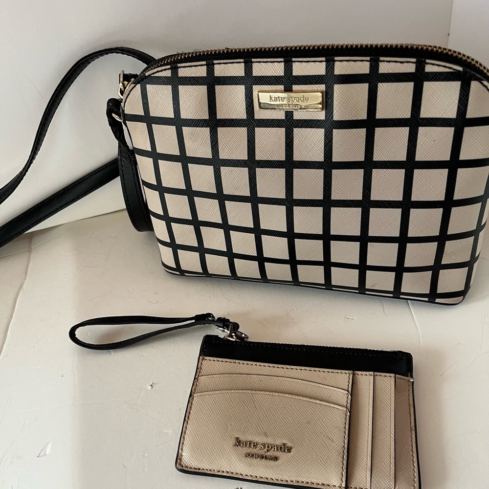 Kate Spade Brightwater Drive Hanna Crossbody Bag Beige Black Check purses
